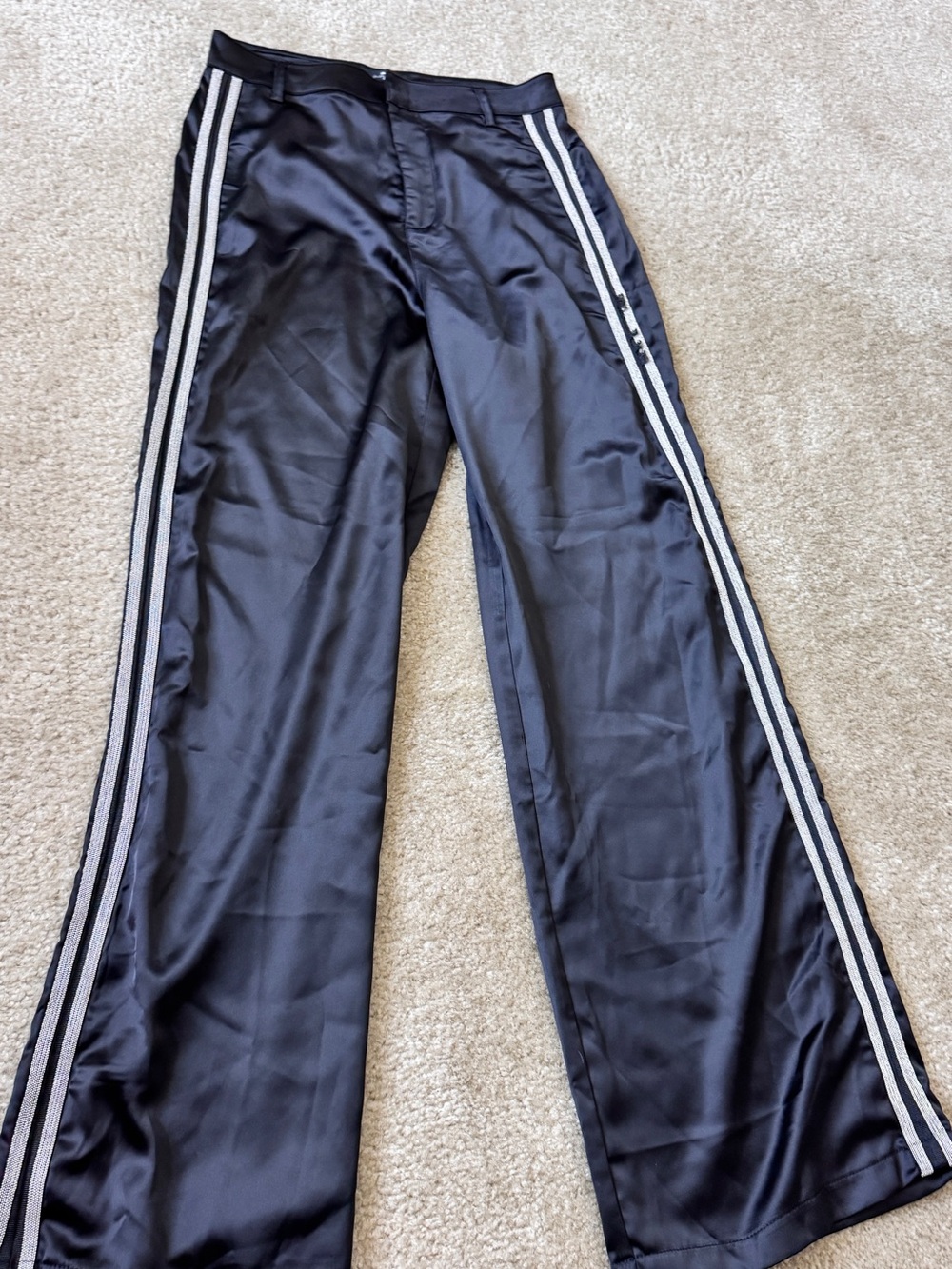 7 For All Mankind Black Satin-Look Pants with Subtle Shine